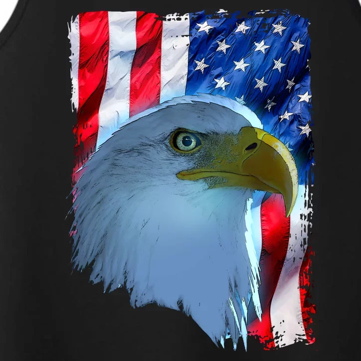 USA American Flag Eagle Distressed Style Performance Tank