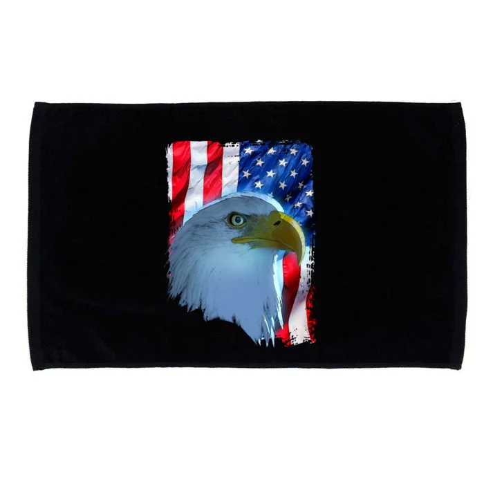 USA American Flag Eagle Distressed Style Microfiber Hand Towel