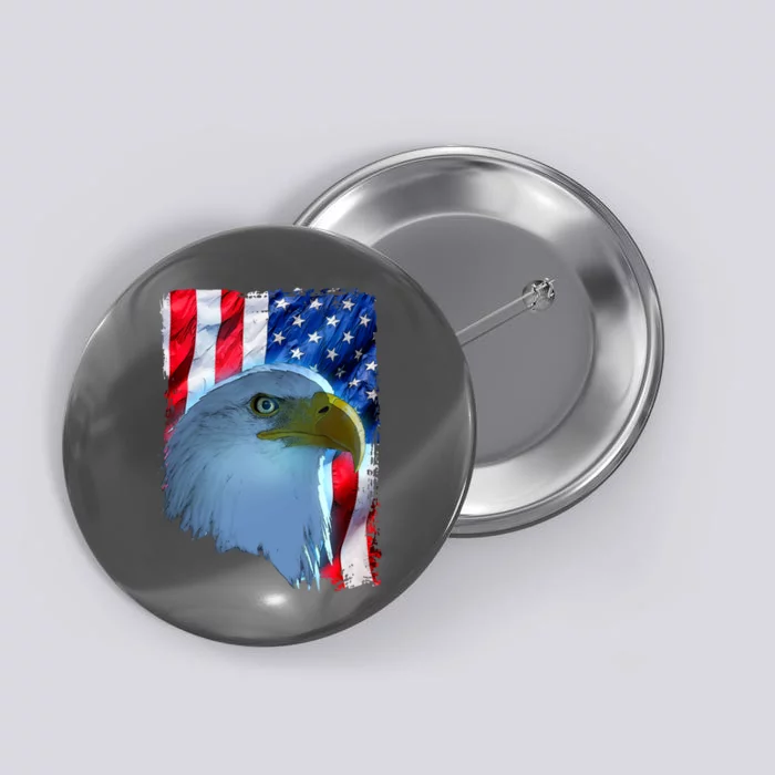 USA American Flag Eagle Distressed Style Button