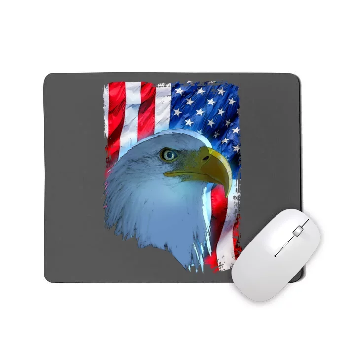 USA American Flag Eagle Distressed Style Mousepad