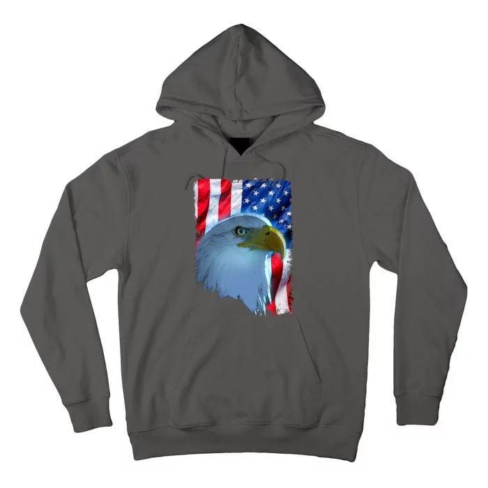 USA American Flag Eagle Distressed Style Tall Hoodie