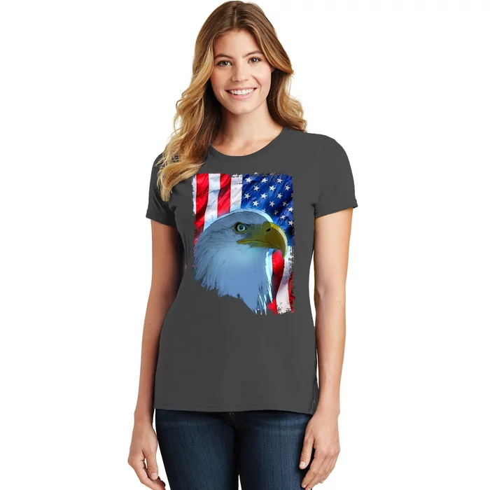 USA American Flag Eagle Distressed Style Women's T-Shirt