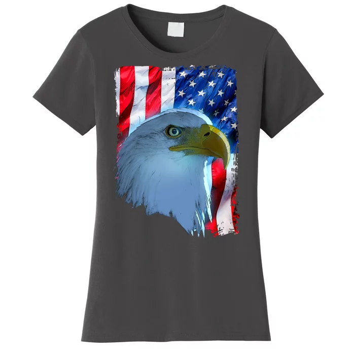 USA American Flag Eagle Distressed Style Women's T-Shirt