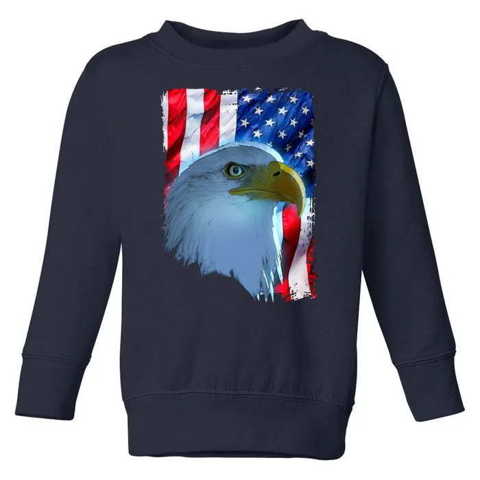 USA American Flag Eagle Distressed Style Toddler Sweatshirt