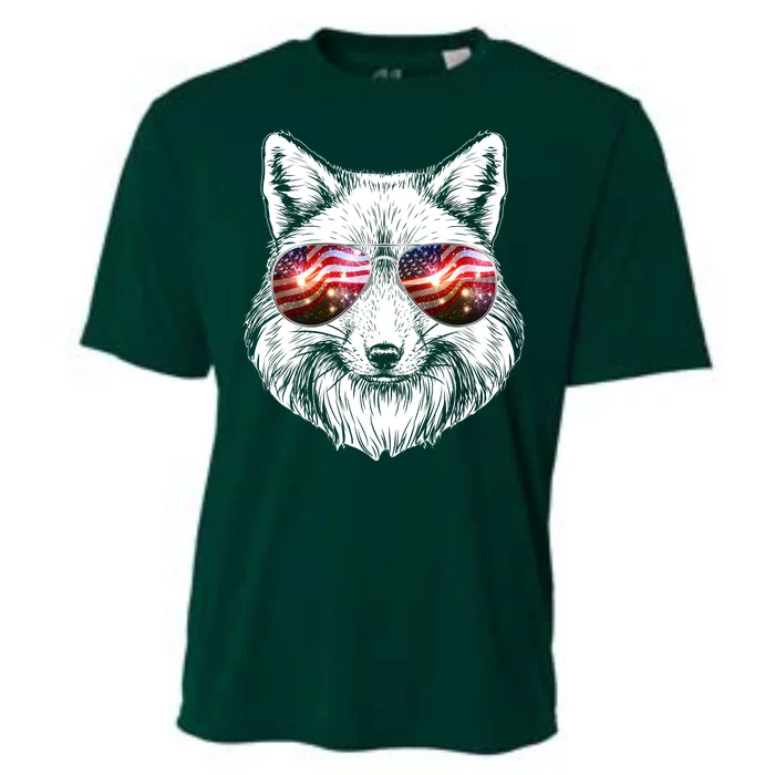 USA American Flag Fireworks Fox Cooling Performance Crew T-Shirt