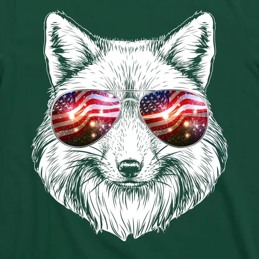 USA American Flag Fireworks Fox T-Shirt