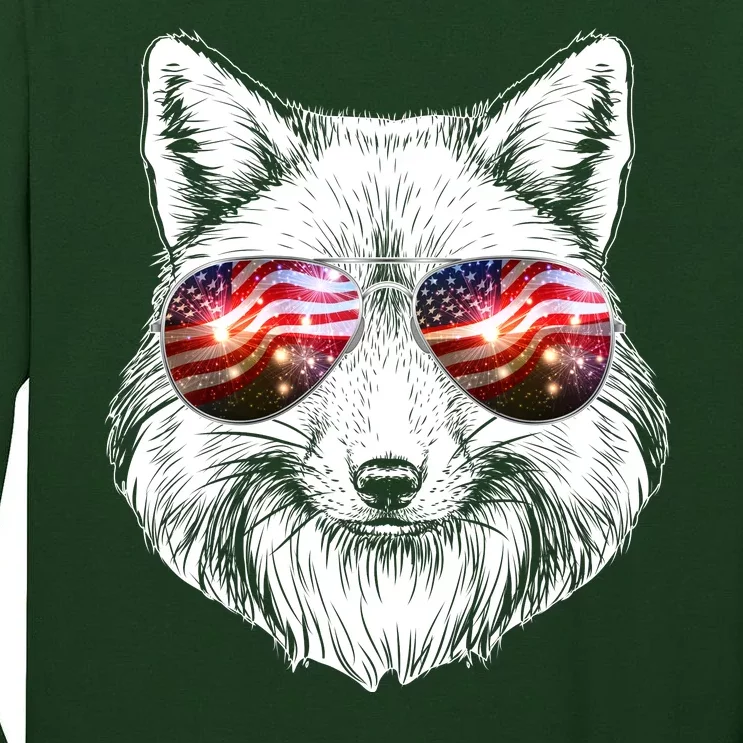 USA American Flag Fireworks Fox Tall Long Sleeve T-Shirt