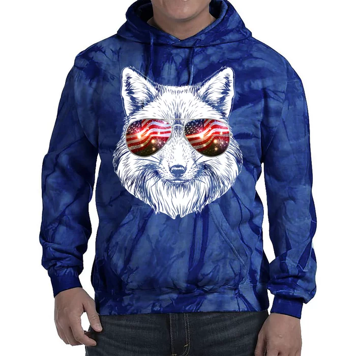 USA American Flag Fireworks Fox Tie Dye Hoodie