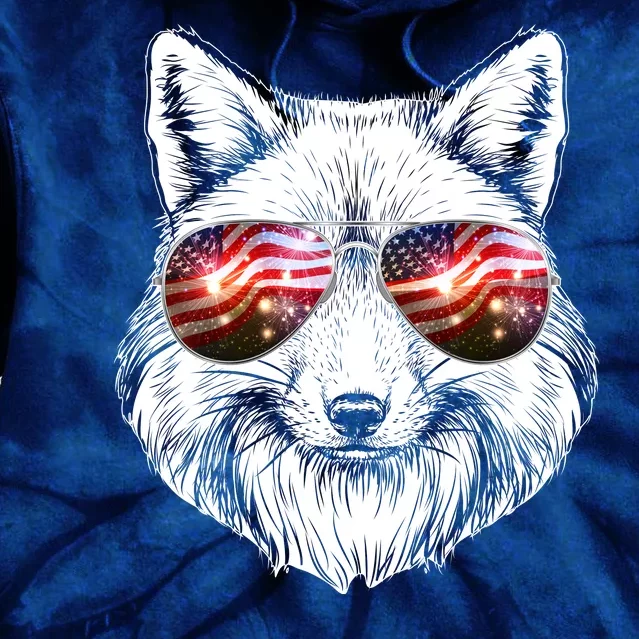 USA American Flag Fireworks Fox Tie Dye Hoodie