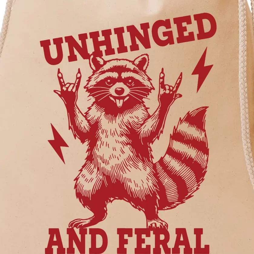 Unhinged And Feral Raccoon Drawstring Bag