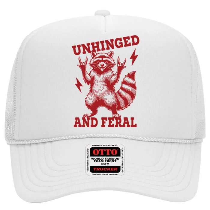 Unhinged And Feral Raccoon High Crown Mesh Trucker Hat