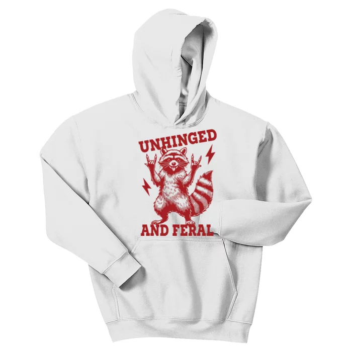 Unhinged And Feral Raccoon Kids Hoodie