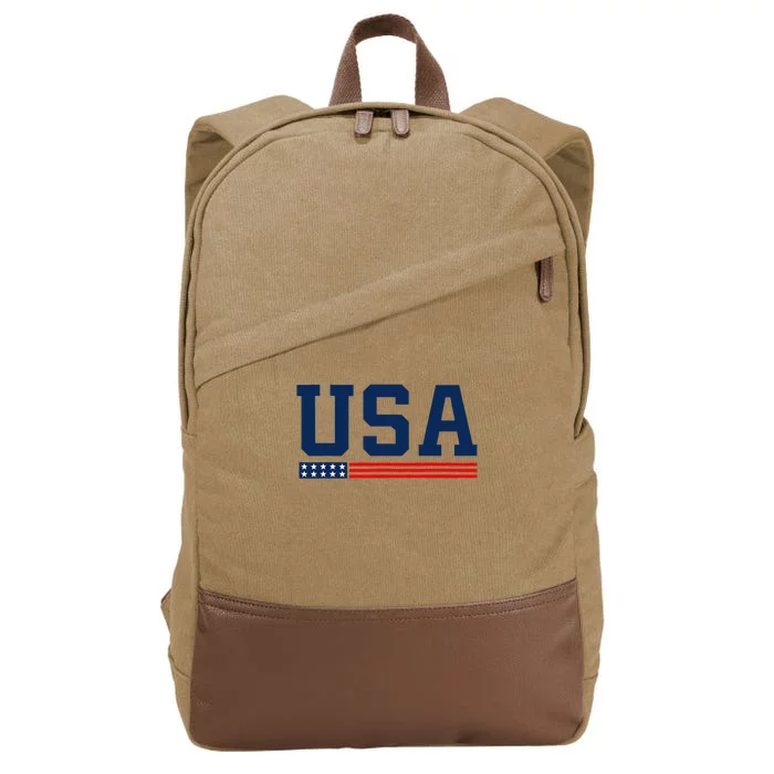 Usa American Flag 4th Of July Proud American Cotton Canvas Backpack