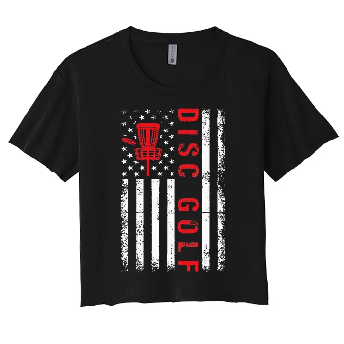 US American Flag Sports Patriotic Disc Golf Women's Crop Top Tee