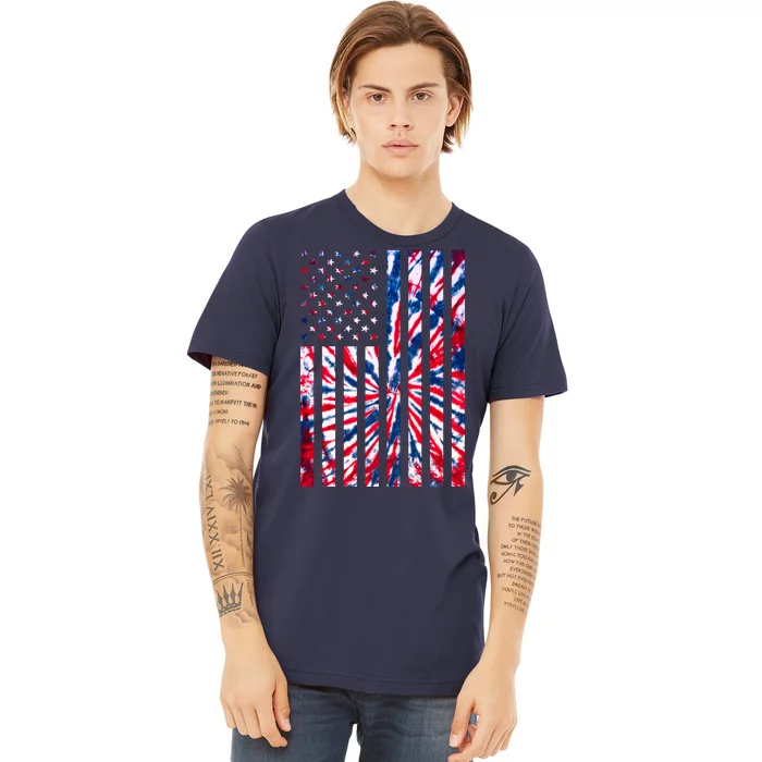 USA American Flag Red White Blue Tie Dye Premium T-Shirt