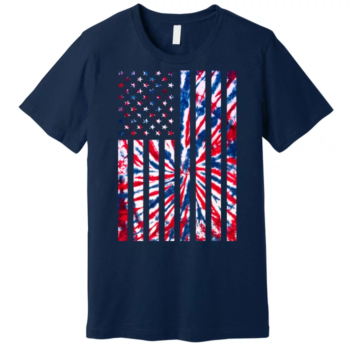 USA American Flag Red White Blue Tie Dye Premium T-Shirt