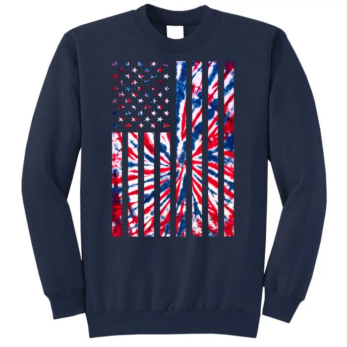 USA American Flag Red White Blue Tie Dye Tall Sweatshirt