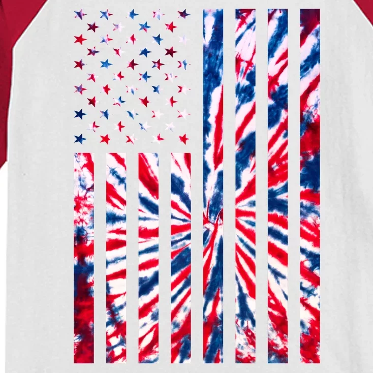 USA American Flag Red White Blue Tie Dye Kids Colorblock Raglan Jersey