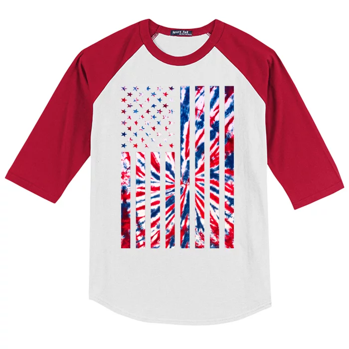 USA American Flag Red White Blue Tie Dye Kids Colorblock Raglan Jersey