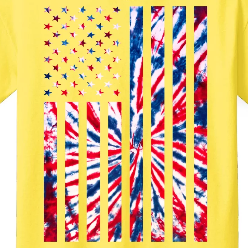 USA American Flag Red White Blue Tie Dye Kids T-Shirt