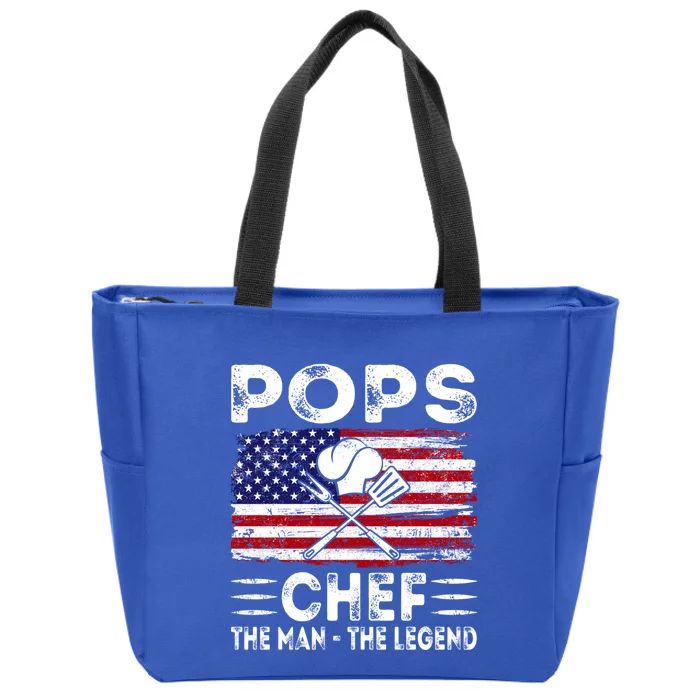 Usa American Flag Pops Chef The The Legend Gift Zip Tote Bag