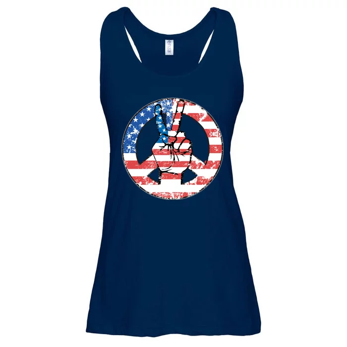 USA American Flag Peace Sign Symbol Ladies Essential Flowy Tank