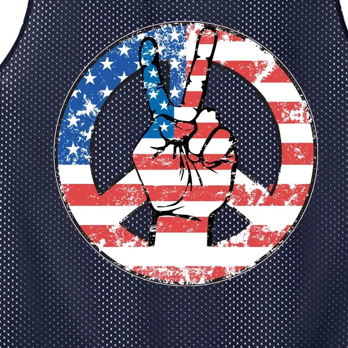 USA American Flag Peace Sign Symbol Mesh Reversible Basketball Jersey Tank