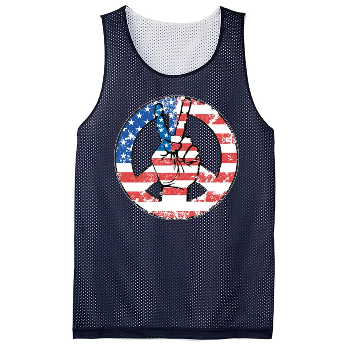 USA American Flag Peace Sign Symbol Mesh Reversible Basketball Jersey Tank