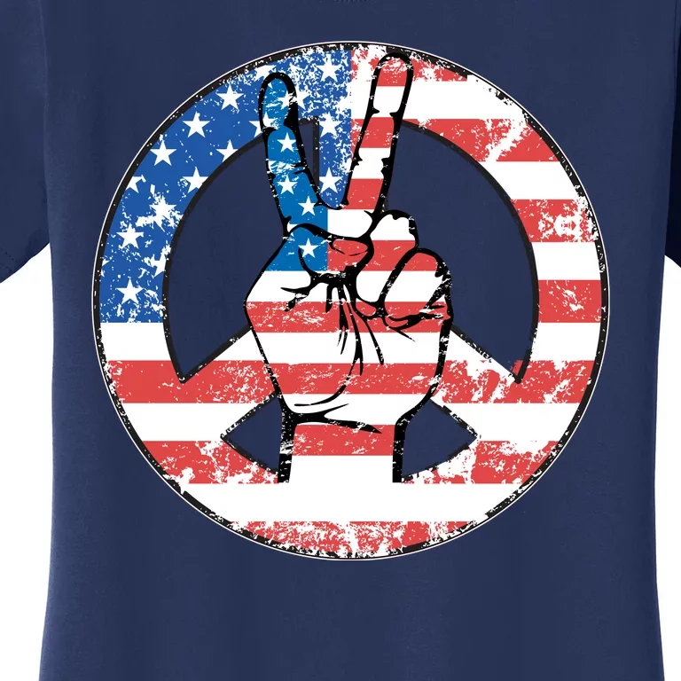 USA American Flag Peace Sign Symbol Women's T-Shirt