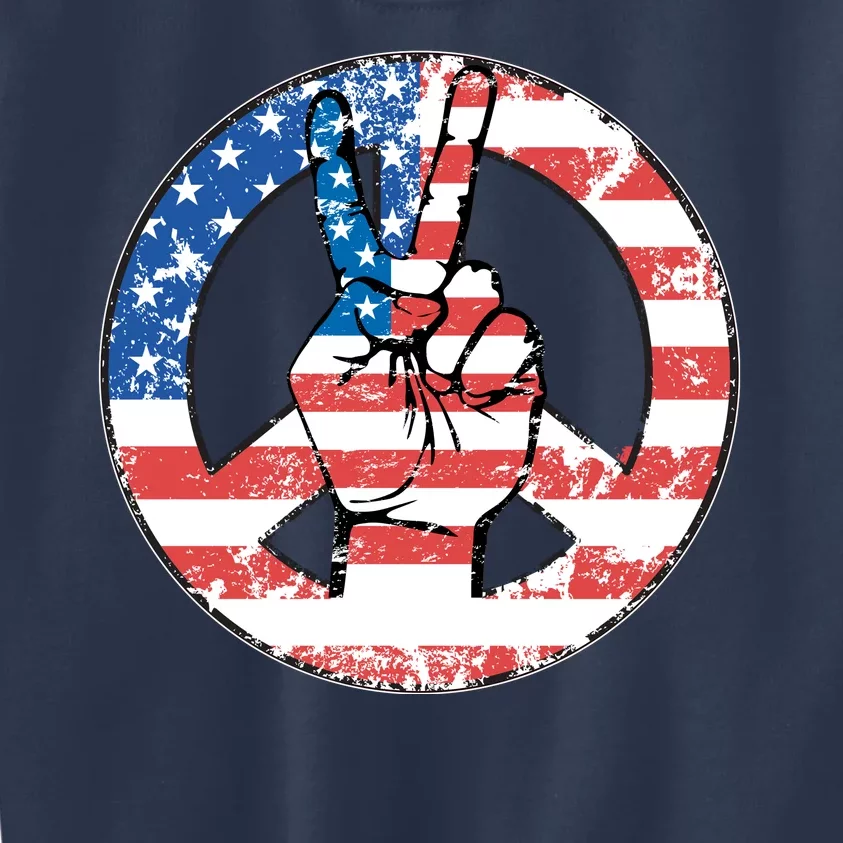 USA American Flag Peace Sign Symbol Kids Sweatshirt