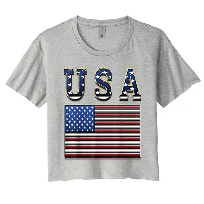 Usa American Flag United States Us Patriotic Gift Women's Crop Top Tee