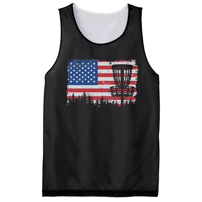 US American Flag Disc Golf Basket Frisbee Vintage Disc Golf Mesh Reversible Basketball Jersey Tank