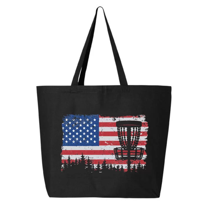 US American Flag Disc Golf Basket Frisbee Vintage Disc Golf 25L Jumbo Tote