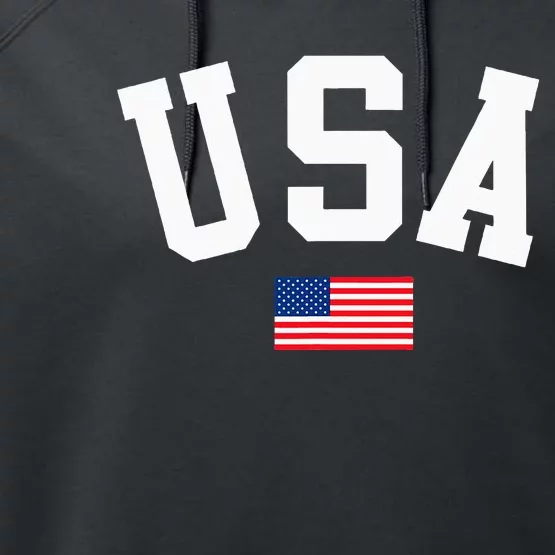 USA American Flag Patriotic 4th of July Performance Fleece Hoodie