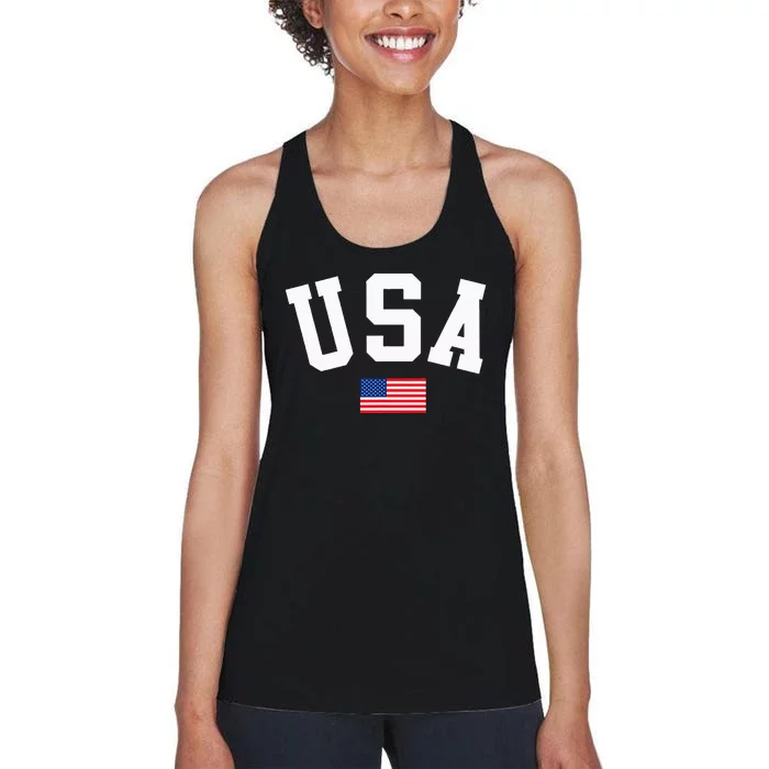 USA American Flag Patriotic 4th of July Women's Racerback Tank