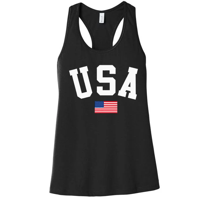 USA American Flag Patriotic 4th of July Women's Racerback Tank