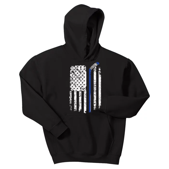 U.S. American Flag Hockey Player Kids Hoodie