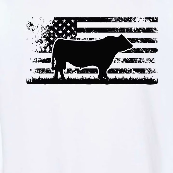 USA American Flag America Cow Black Angus Rancher Garment-Dyed Sweatshirt