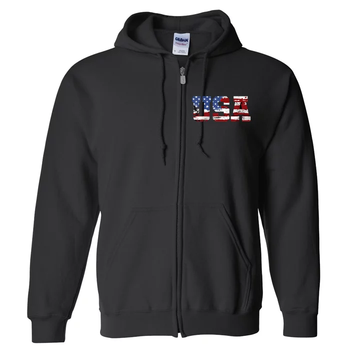 USA American Flag United States US Patriotic Full Zip Hoodie