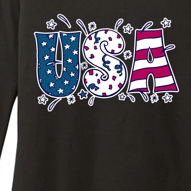 USA American Flag Celebration Womens CVC Long Sleeve Shirt