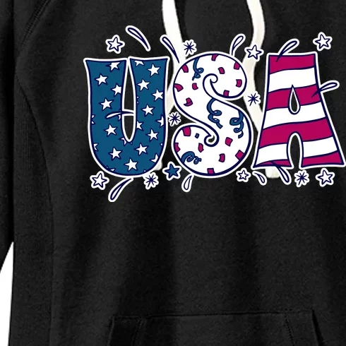 USA American Flag Celebration Women's Fleece Hoodie