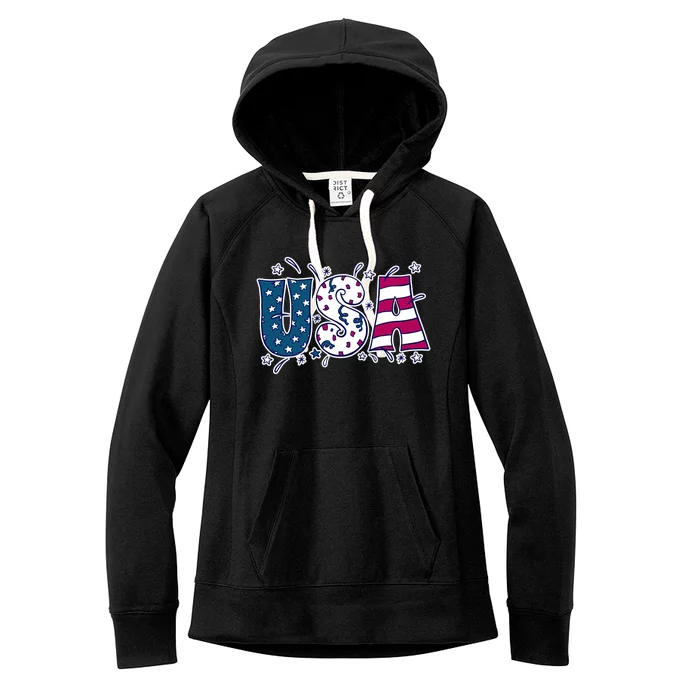 USA American Flag Celebration Women's Fleece Hoodie