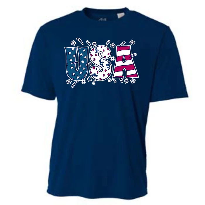 USA American Flag Celebration Cooling Performance Crew T-Shirt