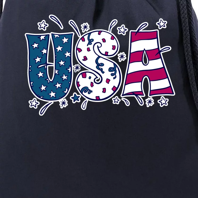 USA American Flag Celebration Drawstring Bag