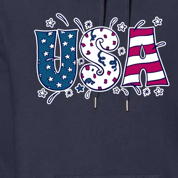 USA American Flag Celebration Premium Hoodie