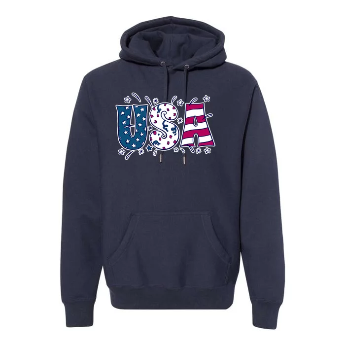 USA American Flag Celebration Premium Hoodie