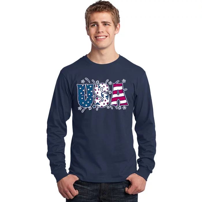 USA American Flag Celebration Tall Long Sleeve T-Shirt