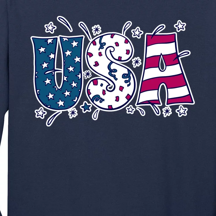 USA American Flag Celebration Tall Long Sleeve T-Shirt