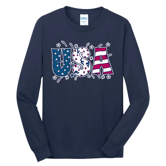 USA American Flag Celebration Tall Long Sleeve T-Shirt