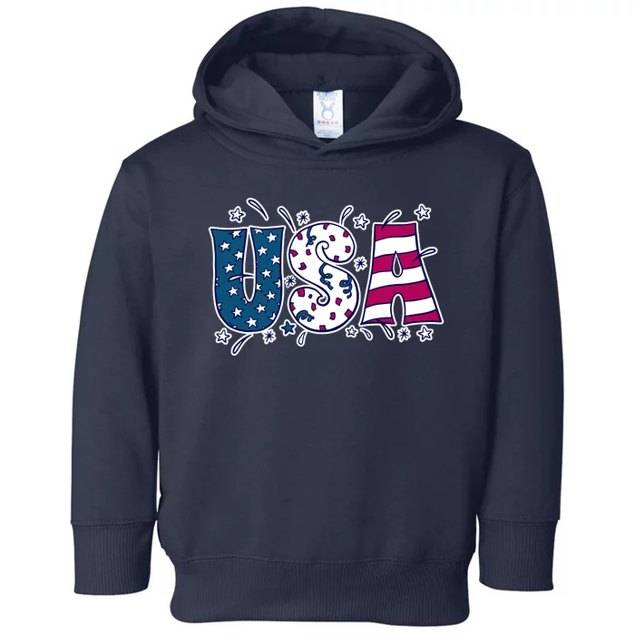 USA American Flag Celebration Toddler Hoodie